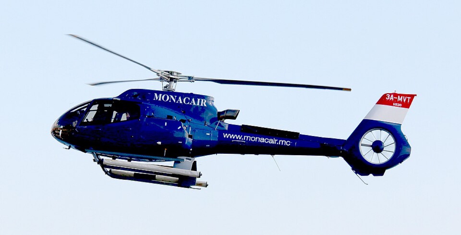 3A-MVT, the Airbus H130 involved in the accident, photographed at Monaco heliport in January 2018