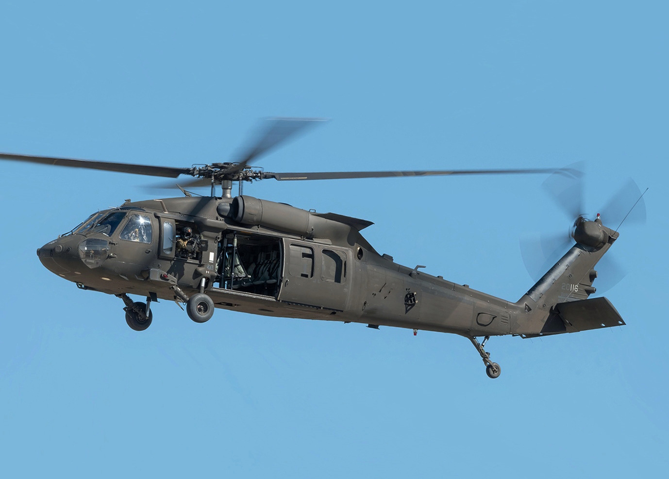 A US Army UH-60 Black Hawk helicopter in flight